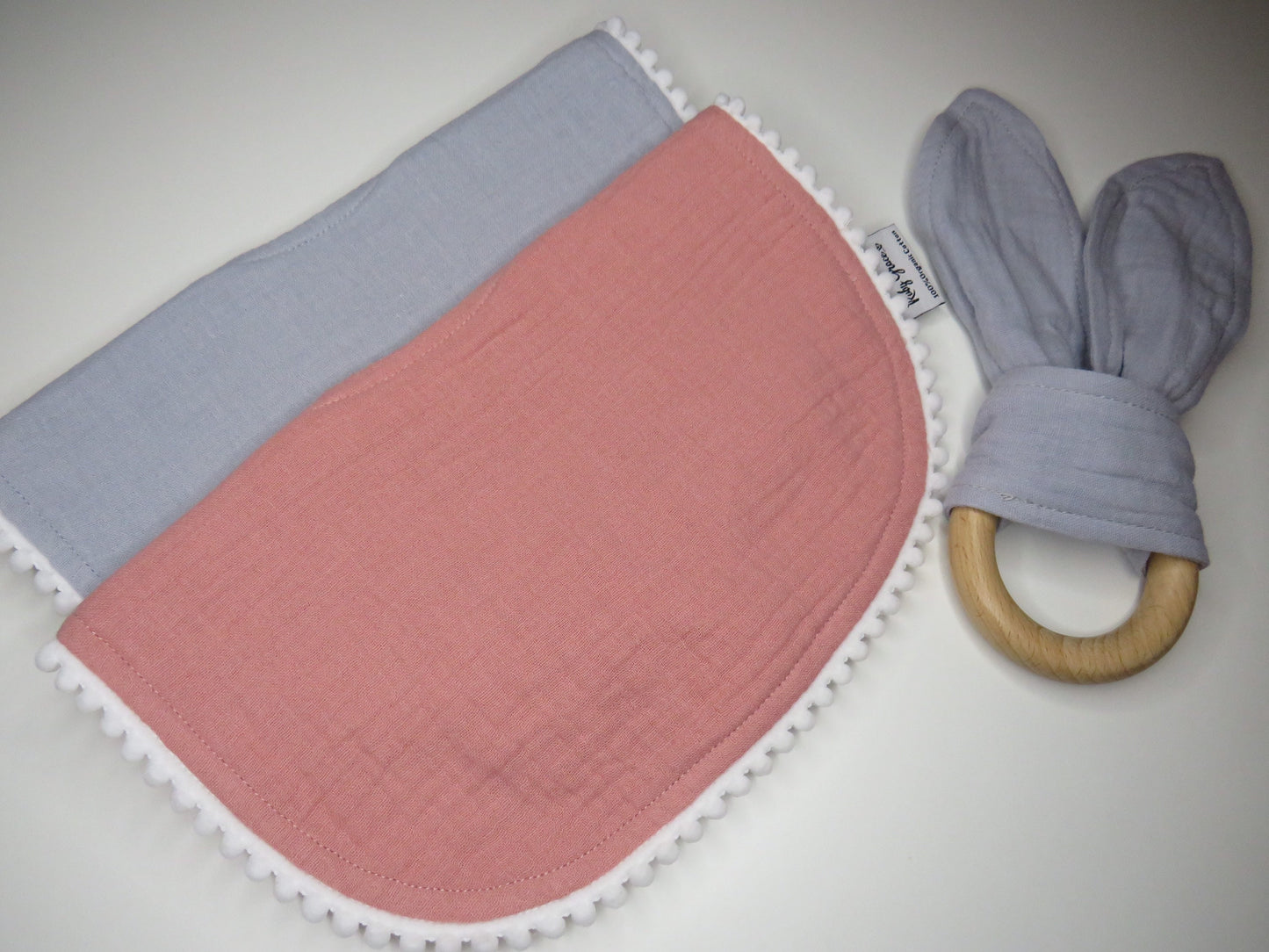 Personalised Pom Pom Bib Set with Teether